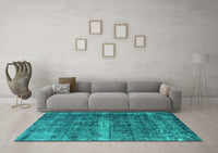 Machine Washable Oriental Turquoise Industrial Rug, wshurb1205turq