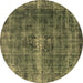 Round Oriental Brown Industrial Rug, urb1205brn