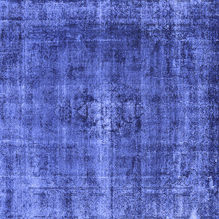 Square Machine Washable Oriental Blue Industrial Rug, wshurb1205blu