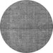 Round Machine Washable Oriental Gray Industrial Rug, wshurb1206gry