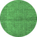 Round Oriental Emerald Green Industrial Rug, urb1206emgrn