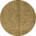 Round Oriental Brown Industrial Rug, urb1206brn