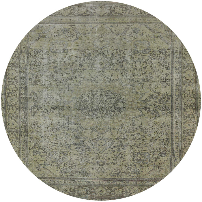 Round Machine Washable Industrial Modern Brown Rug, wshurb1206