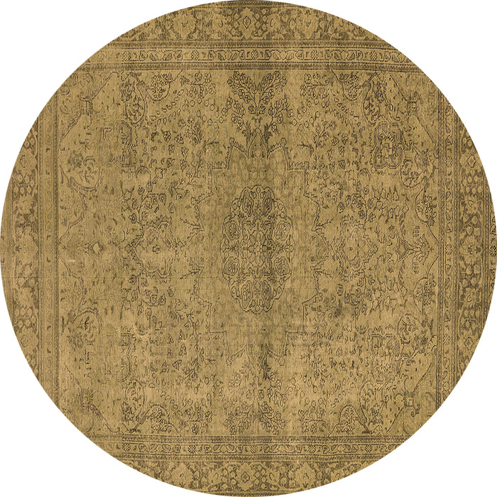 Round Machine Washable Oriental Brown Industrial Rug, wshurb1206brn