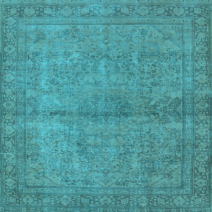 Square Machine Washable Oriental Light Blue Industrial Rug, wshurb1206lblu