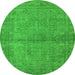 Round Oriental Green Industrial Rug, urb1206grn