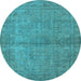 Round Oriental Light Blue Industrial Rug, urb1206lblu