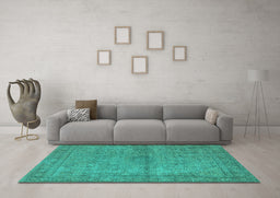 Machine Washable Oriental Turquoise Industrial Area Rugs in a Living Room,, wshurb1206turq