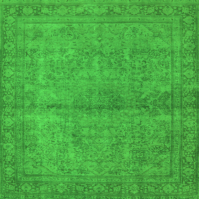 Square Machine Washable Oriental Green Industrial Area Rugs, wshurb1206grn