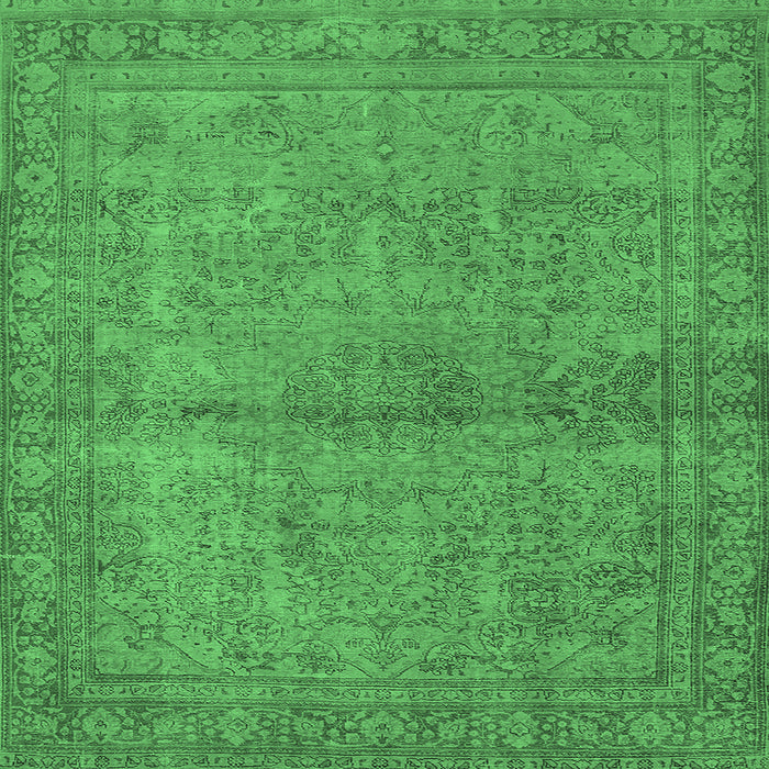 Square Oriental Emerald Green Industrial Rug, urb1206emgrn