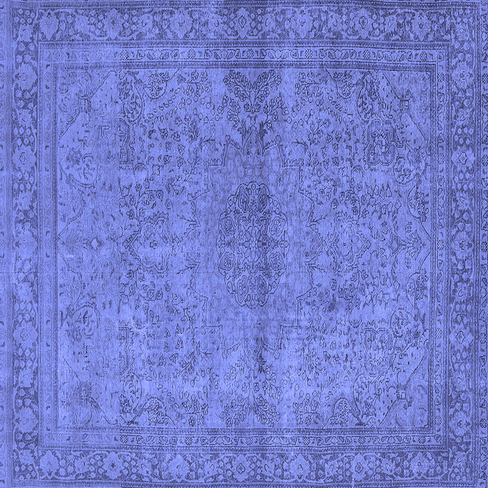 Square Machine Washable Oriental Blue Industrial Rug, wshurb1206blu