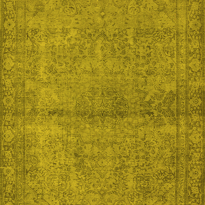 Machine Washable Oriental Yellow Industrial Rug, wshurb1206yw
