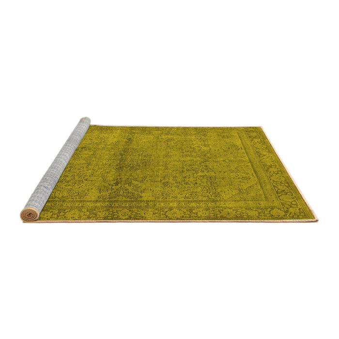 Sideview of Machine Washable Oriental Yellow Industrial Rug, wshurb1206yw