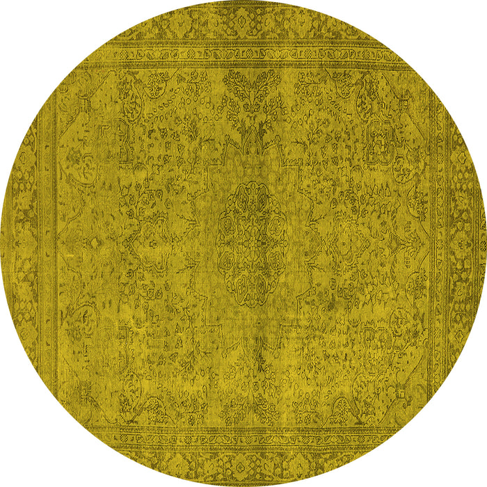 Round Oriental Yellow Industrial Rug, urb1206yw