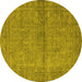 Round Oriental Yellow Industrial Rug, urb1206yw