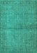 Machine Washable Oriental Turquoise Industrial Area Rugs, wshurb1206turq