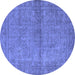 Round Oriental Blue Industrial Rug, urb1206blu