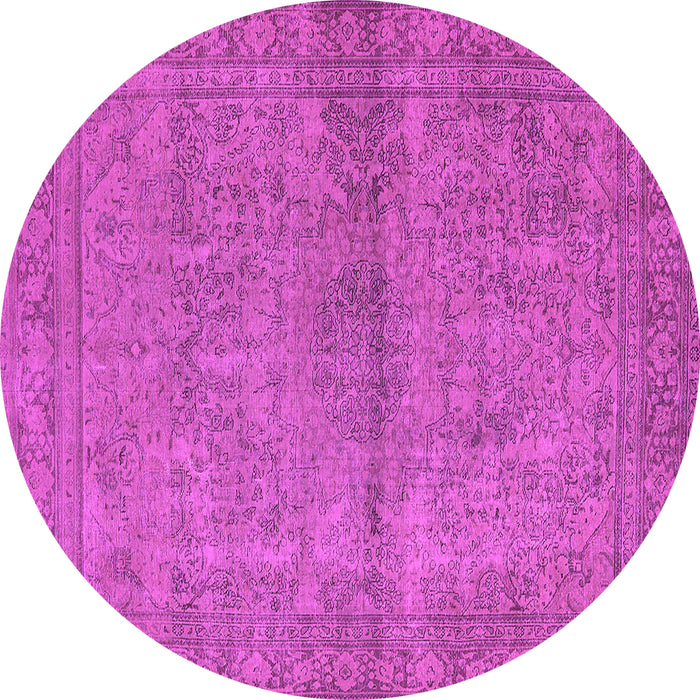 Round Machine Washable Oriental Pink Industrial Rug, wshurb1206pnk