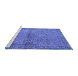 Sideview of Machine Washable Oriental Blue Industrial Rug, wshurb1206blu