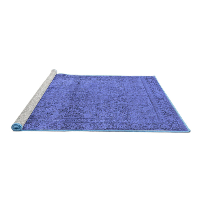 Sideview of Machine Washable Oriental Blue Industrial Rug, wshurb1206blu