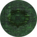 Round Persian Green Bohemian Rug, urb1207grn