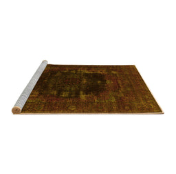 Sideview of Machine Washable Persian Yellow Bohemian Rug, wshurb1207yw