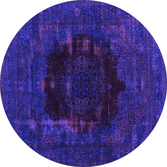 Round Machine Washable Persian Purple Bohemian Area Rugs, wshurb1207pur
