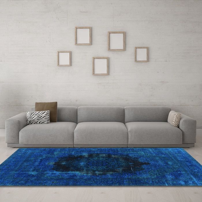 Machine Washable Persian Light Blue Bohemian Rug in a Living Room, wshurb1207lblu