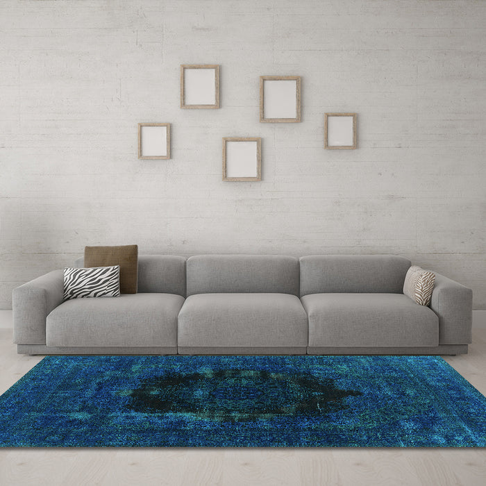Machine Washable Persian Turquoise Bohemian Area Rugs in a Living Room,, wshurb1207turq