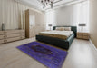 Mid-Century Modern Purple Persian Rug in a Bedroom, urb1207