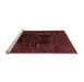 Sideview of Machine Washable Persian Orange Bohemian Area Rugs, wshurb1207org