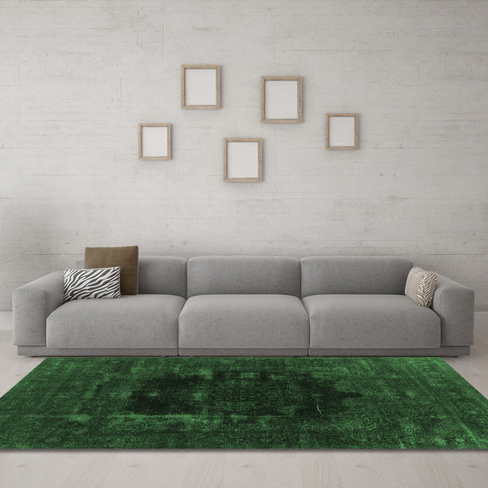 Machine Washable Persian Emerald Green Bohemian Area Rugs in a Living Room,, wshurb1207emgrn