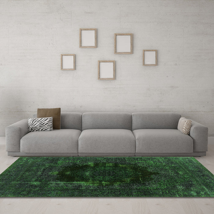 Machine Washable Persian Green Bohemian Area Rugs in a Living Room,, wshurb1207grn