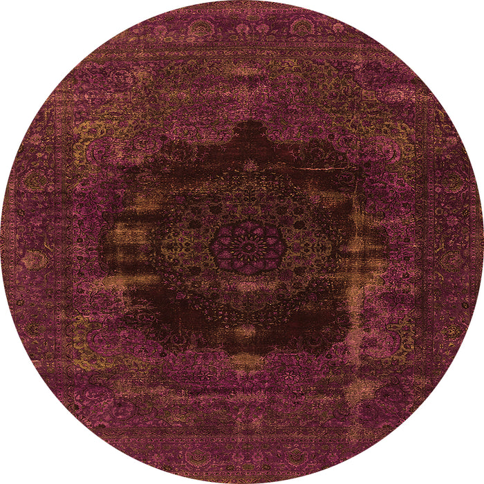 Round Machine Washable Persian Orange Bohemian Area Rugs, wshurb1207org