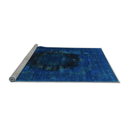 Sideview of Machine Washable Persian Light Blue Bohemian Rug, wshurb1207lblu