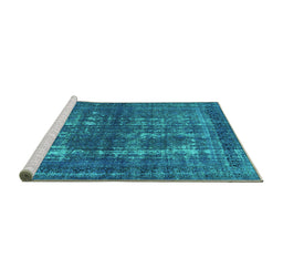 Sideview of Machine Washable Persian Turquoise Bohemian Area Rugs, wshurb1208turq