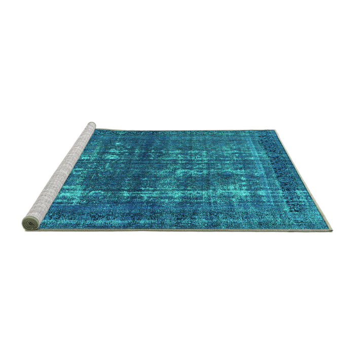 Sideview of Machine Washable Persian Turquoise Bohemian Area Rugs, wshurb1208turq