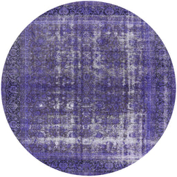 Round Machine Washable Industrial Modern Purple Rug, wshurb1208