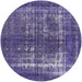 Round Machine Washable Industrial Modern Purple Rug, wshurb1208