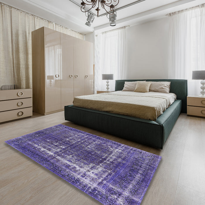 Machine Washable Industrial Modern Purple Rug in a Bedroom, wshurb1208