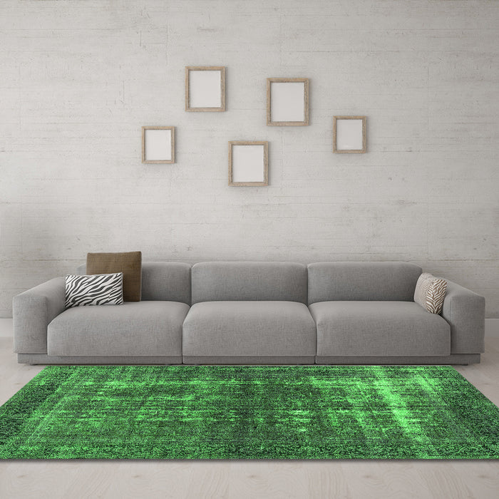 Machine Washable Persian Green Bohemian Area Rugs in a Living Room,, wshurb1208grn