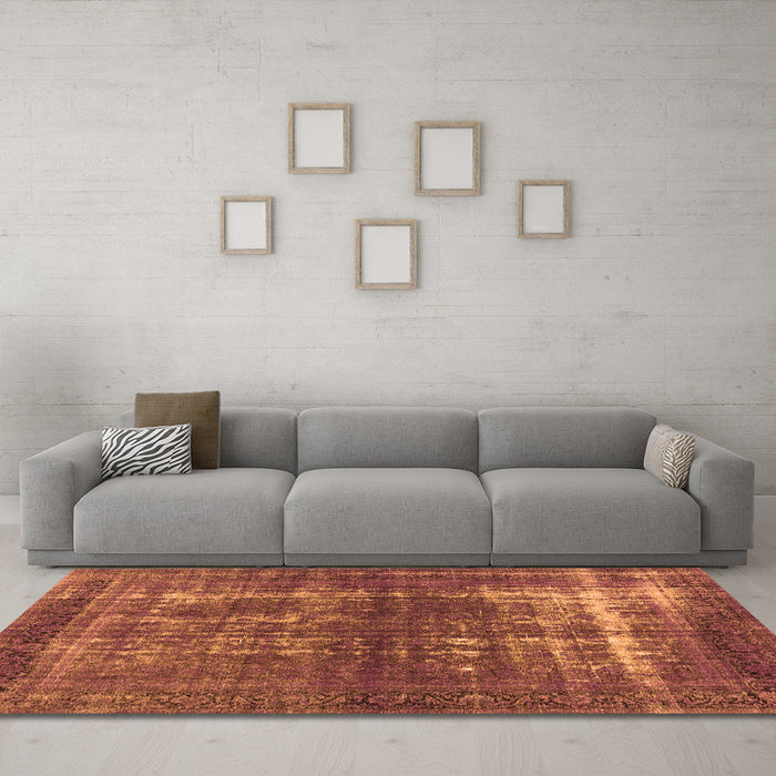 Machine Washable Persian Orange Bohemian Area Rugs in a Living Room, wshurb1208org