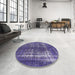 Round Mid-Century Modern Purple Persian Rug in a Office, urb1208