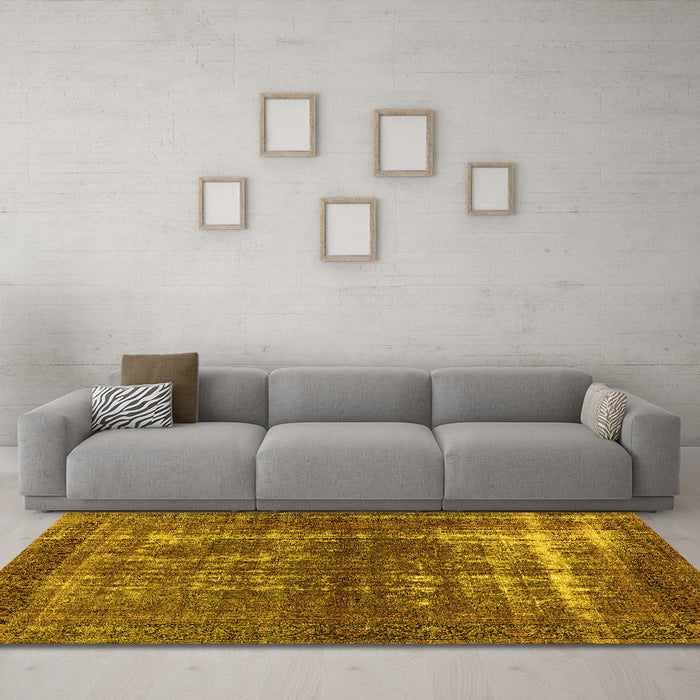 Machine Washable Persian Yellow Bohemian Rug in a Living Room, wshurb1208yw