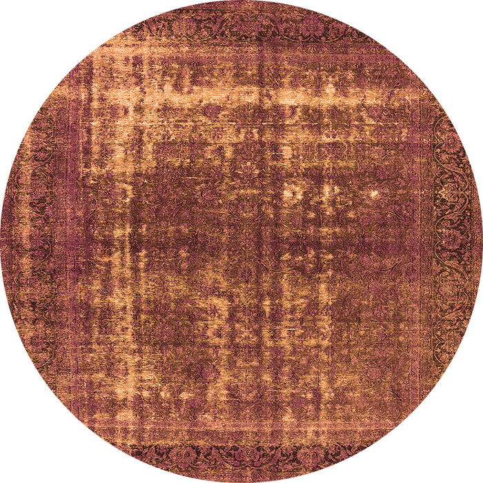 Round Machine Washable Persian Orange Bohemian Area Rugs, wshurb1208org