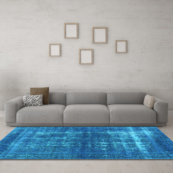 Machine Washable Persian Light Blue Bohemian Rug in a Living Room, wshurb1208lblu