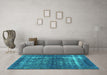 Machine Washable Persian Turquoise Bohemian Area Rugs in a Living Room,, wshurb1208turq