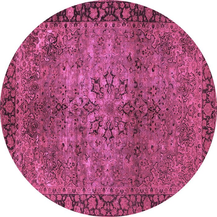 Round Machine Washable Oriental Purple Industrial Area Rugs, wshurb1209pur