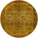 Round Mid-Century Modern Orange Oriental Rug, urb1209