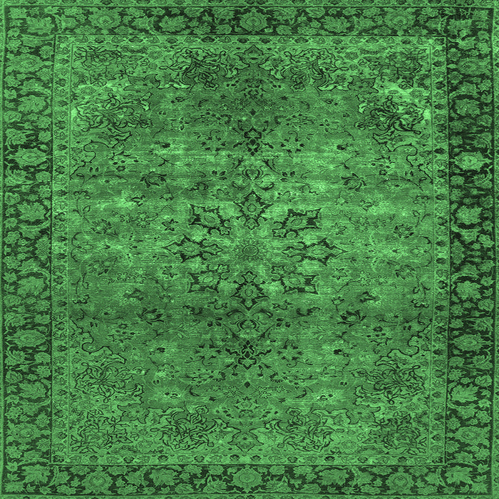 Square Machine Washable Oriental Emerald Green Industrial Area Rugs, wshurb1209emgrn